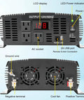 Badass 3000 Watt Power Inverter DC 12V to 110V AC for RVs, featuring dual AC outlets and USB ports with LCD display.