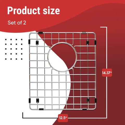 Stainless Steel Sink Grid Protector for Kitchen Sink 13x16 Inches, dimensions 14.37x12.5, set of 2 bottom protectors shown