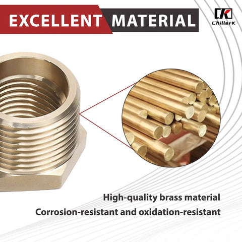 Brass reducing pipe bushing, 1/2 in NPT male to 1/4 in NPT female, 1200 PSI, pack of 5