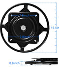 16.5 Inch Furniture Ring Base With 360 Degree Swivel Bottom And 10 Inch Plate, Black Steel, Top View With Dimensions