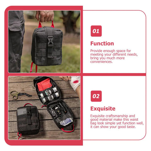Multifunctional Camping Waist Pack Lightweight Black Utility Bag For Hiking Survival Gear Emergency Kit Outdoor Organizer