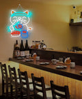 Lit Sushi Cat Neon Light Sign With White LED For Kitchen Or Home Bar Party Decor in ramen shop setting