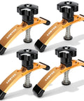 Extended 5-3/8 Inch T Slot Hold Down Clamps 4 Pack with rubber pads for CNC router and woodworking, adjustable, gold color
