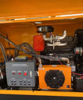 Interior view of the Powerful Portable Concrete Pump Machine With Advanced Hydraulic Drive System showcasing engine and controls.