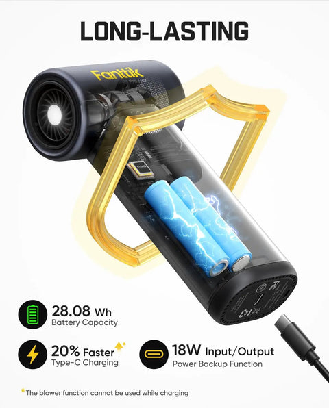 High Power Electric Air Duster For PC, Car, And Home, 150000 RPM Brushless Motor, internal battery view