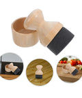 Real Deal Silicone Cutting Board Oil Wax Applicator Brush For Zero Hassle Kitchen Maintenance And Wooden Utensil Care Food Grade Mineral Oil Finishing Tool Smooth Operator No Rush Setup, beige silicone brush and wooden holder.