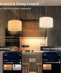2 Pack Plug In Pendant Lights With Remote Beige Linen Hanging Lamps For Bedroom Kitchen And Dining Room with smartphone controls.