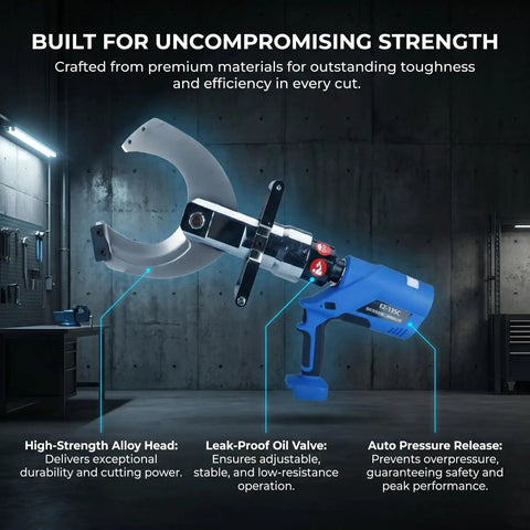 18V Cordless Cable Cutters Heavy Duty Electric Wire Cutters With Hydraulic Shears, Dual Battery Pack, Battery Powered Cable Cutting Tool For 10-120mm Aluminum And Armored Cu Al Cable EZ-135C, blue EZ-135C with alloy head