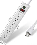 Six Outlet Surge Protector Power Strip With Four Foot Extension Cord, 600 Joules Surge Protection, 14 AWG Cable, angled view