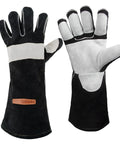Leather Forge MIG Welding Gloves With Kevlar Stitching For Heat And Fire Resistance And Palm Reinforcements, Top Notch Dexterity With Seamless Index Finger And Keystone Thumb Ergonomics, 16 Inches Black And Gray