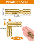 Brass Barrel Hidden Hinges 30 Pack For Wooden Boxes And Cabinets, 270 Degree Folding Small Hinge, dimensions shown with hand holding hinges