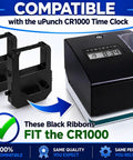 Top Shelf Replacement Ribbon For Upunch CR1000 Digital Time Clock displayed with two black cartridges for smooth printing.