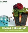 Self Watering Planter Insert And Drip Stakes Set For Pots Automatic Plant Watering System to single potted plant with setup details.