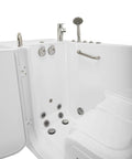30X52 Wheelchair Accessible Transfer Walk In Tub featuring Hydro Microbubble Soaking Pool and fast fill faucet.