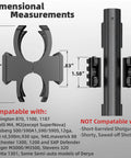 Dimensional diagram of Tactical Shotgun Barrel Clamp Mount with width and length specifications