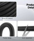 Badass Black PE Corrugated Conduit With Flexible Wire Tubing For Effortless Cable Routing And Heavy Duty Home Garden Electrical Protection That Handles Every Bend No Sweat, featuring sturdy PE material and flexible design.