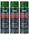 High Solids Spray Paint Cascade Green 16 Ounce Enamel Pack Of 3 for industrial use, three cans lined up with green caps.