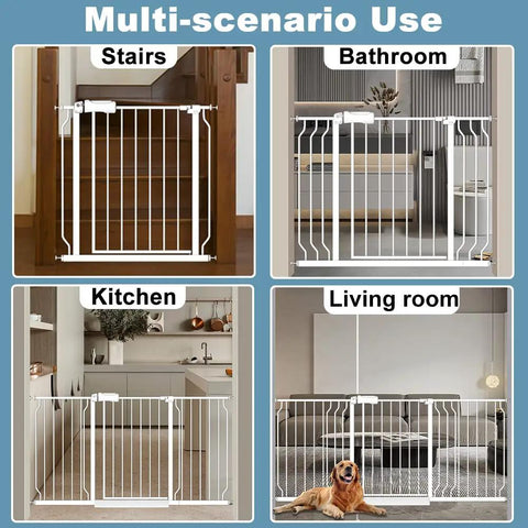 Walk Through Adjustable Baby Gate 24 To 29 Inches Wide 30 Inches Tall Automatic Close Pressure Mount Gate For Stairs