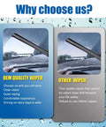 Heavy Duty Wiper Blades Three Pack For 2019 2020 2021 2022 2023 Hyundai Santa Fe Xl comparison image showing OEM vs poor quality wipers.