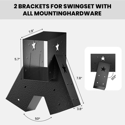 Heavy Duty Swing Set Brackets Kit With 2 A Frame Brackets And 2 Swing Hangers For Wooden Playsets DIY Backyard Playground Gear Mounting Parts And All Hardware For Easy Install
