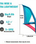 Inflatable Wing Foil Package Complete Set With 6m Hand Wing Carbon Mast And Front Wing For Light Wind Conditions 1.88x4.35m