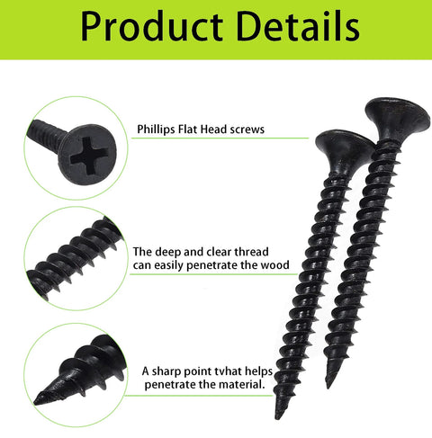 M3 Flat Head Wood Screws Assortment Kit 420 Pcs Self Tapping Phillips Drive Countersunk Carbon Steel screws close-up