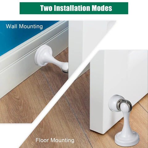 8 Pack Stainless Steel Magnetic Door Stoppers With Screws Magnetic Catch Holder For Wall Or Floor Mount White Door Stops