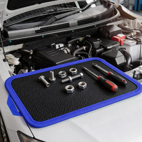 Flexible Magnetic Tool Mat Set With Ergonomic Handles for bendable non slip organization on car hood with tools