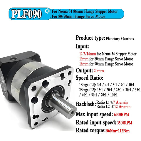 Heavy Duty Planetary Gearbox For 750W Servo Motor equipped with a sturdy flange mount for Nema 34 stepper motors.