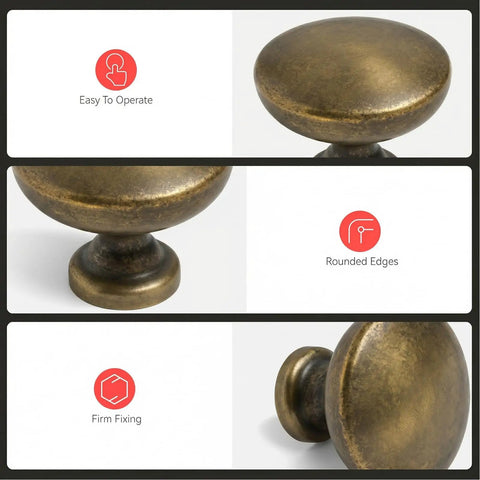 Top Tier Vintage Antique Brass Cabinet And Drawer Knobs 15 Pack Featuring Sweet Wineglass Contour showing rounded edges and easy grip.