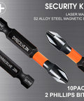 10 Pack Magnetic Phillips Bit Set PH2 Impact Magnetic Bits For Drill And Screwdriver One Inch To Six Inch Long Premium S2 Steel