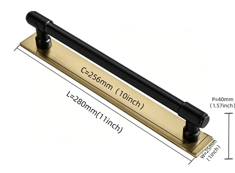 5 Pack 10 Inch Center To Center Cabinet Pulls In Matte Black And Champagne Bronze Finish With Backplate And Base Plate Zinc Alloy Kitchen Cabinet Handles For Cabinets And Drawers Screws Included