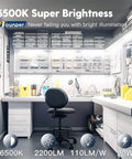 Two Foot LED Shop Light With 2200 Lumens And Cool Daylight 6500K Ceiling Or Hanging Mount for workbench in workshop