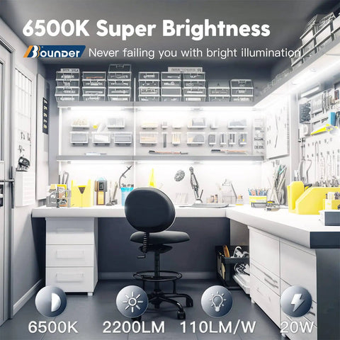 Two Foot LED Shop Light With 2200 Lumens And Cool Daylight 6500K Ceiling Or Hanging Mount for workbench in workshop