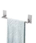 Adhesive Towel Bar 12 Inch Brushed Stainless Steel No Drill Stick On Bath Rack Easy Install Holds Strong On Smooth Surfaces SUS304