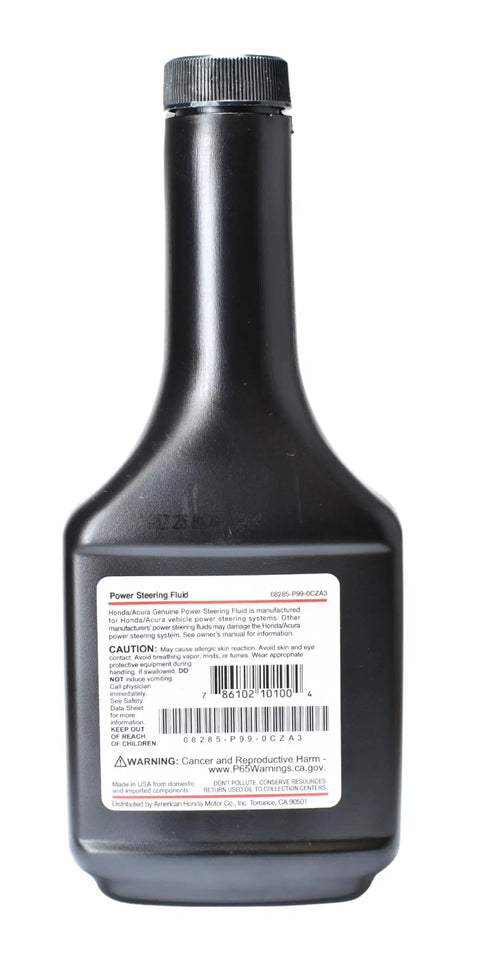 Honda Power Steering Fluid Kit With Three 12 Oz Bottles 08285-P99-0CZA3 bottle front view with label details