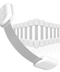 12 Pack Baby Proofing Child Safety Locks With 3M Adhesive No Screws Or Magnets For Cabinets Drawers Ovens Toilet Seats And More Easy Peasy Multi Use Furniture Kitchen Kidproofing, featuring flexible white locks with adhesive strips and close-up views.