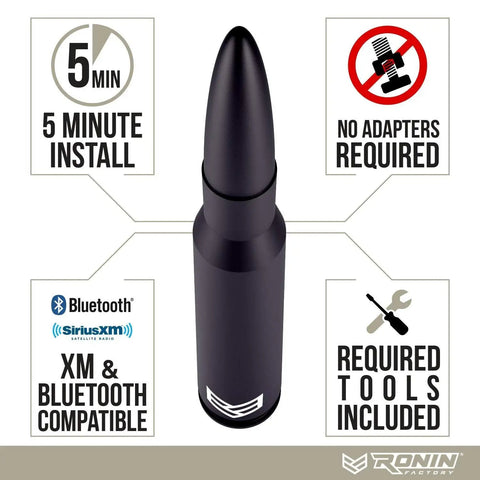Beefy 50 Cal Bullet Antenna For Ford F Series F150 F250 F350 Super Duty Raptor Bronco 2021 2022 2023 And Ram 1500 image showing features