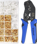 Self Adjusting Wire Terminal Crimping Tool Kit With Ratcheting Crimper For AWG 22 To 16 0.5 To 1.5 Mm2 Includes 500 Wire Terminals