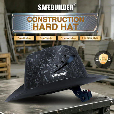 Built Legit Heavy Duty Full Brim Hard Hat Class C Safety Helmet Vented Hdpe Shell Ansi Approved Job Site Essential Head Protection For Men And Women Construction Outdoor Work Black, shown at an angle on a workbench.