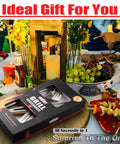 18 Inch Stainless Steel BBQ Tools Set With Tongs Spatula Fork And Brush on table surrounded by food and decorations
