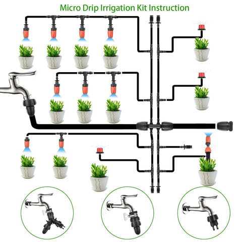 Drip Irrigation Kit 280 Pcs 147 Ft Garden Watering System With One Half Inch And One Quarter Inch Distribution Tubing Hose