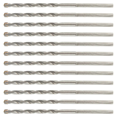 Front view of 12-pack masonry drill bits, 1/8 in diameter by 3 in length
