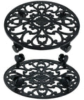 Heavy Duty Rolling Plant Stands With Wheels Two Pack Metal Plant Caddy Smooth Cast Iron Rollers For Indoor Plant Pots glides on smooth wheels.