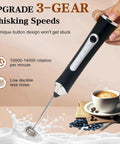 Rechargeable Milk Frother Handheld For Coffee With 3 Speeds 2 Heads And Stand Barista Grade Electric Milk Foam Wand