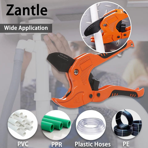 Ratcheting Pipe Cutter for PVC PEX and PPR Tubing, One Hand Operation, Fast Clean Cuts With Ratchet Drive, Cuts Up To One And A Quarter Inch Outer Diameter, Easy to Use Hose and Tube Cutter