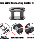 35 Roller Chain 140 Link Plus Chain Breaker Kit Pro Grade Heavy Duty with master link closeup, easy to disassemble.