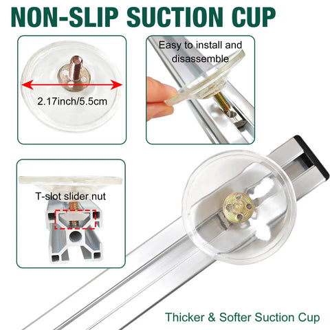 Non-slip suction cup for Beefed Up Reciprocating Linear Actuator with easy install features, 2.17-inch size, T-slot slider nut.