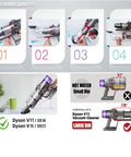 Disassembly guide for Dust Bin Vacuum Replacement Kit With Filter For V11 V15 SV14 SV15 SV22 Cordless Vacuum Cleaners showing bin size compatibility