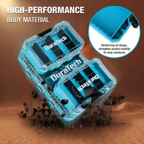Three Piece Small Parts Organizer Case With 14 Compartments And Removable Dividers Portable Hardware Box with clear lid